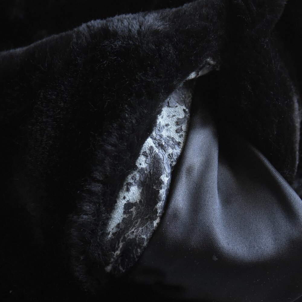 Black Long Plush Faux Fur Coat London Fog Winter Outerwear Coat Full Length 10 - Picture 9 of 9